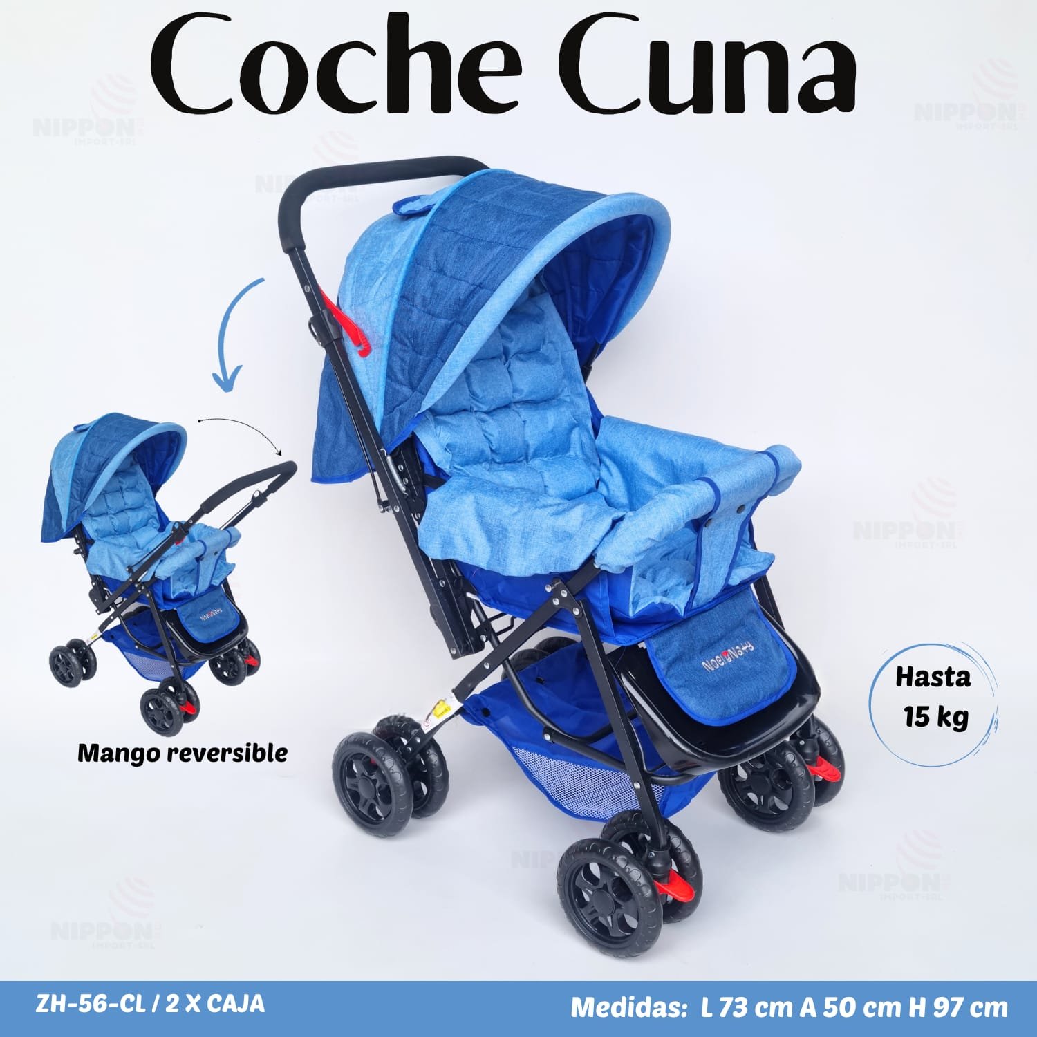 Carrito para Bebé con Paragua Tatiki Move Azul de Lino